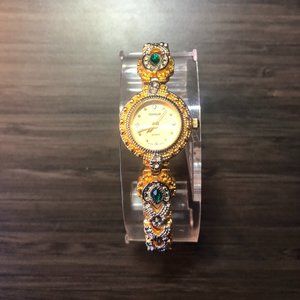 Vintage Gold Quartz Watch with Art Deco Bracelet